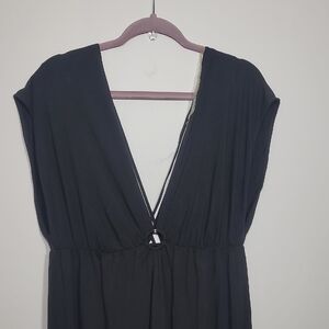 Lane Bryant Black Stretch Flowy V-Neck Maxi Dress